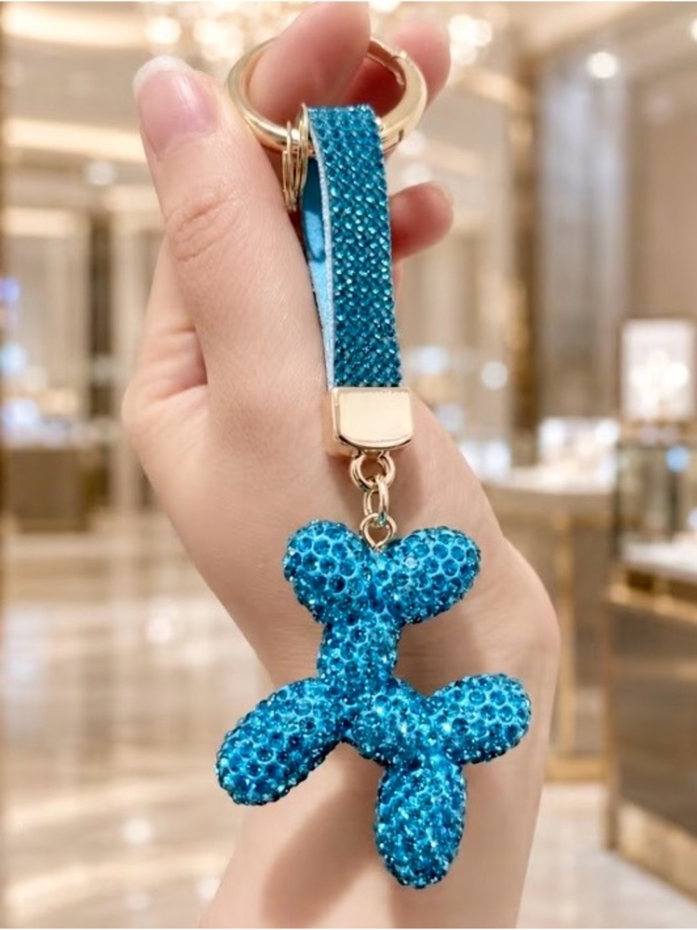 $40.00- Blue Pave Crystal Balloon Dog Bag Charm Keychain